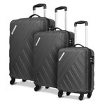 Safari Ray Set of 3 (Cabin + Medium + Large) Trolley Bags Hard Case Polycarbonate 4 Wheels 360 Degree Wheeling Luggage, Travel Bags, Suitcase for Travel, Trolley Bags for Travel, Gun Metal