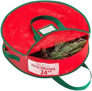 Handy Laundry Christmas Wreath Storage Bag, 24" X 7", Durable Tarp Material, Zippered, Reinforced Handle, Easy to Slip The Wreath in & Out, Protect Wreath from Dust, Insects, and Moisture