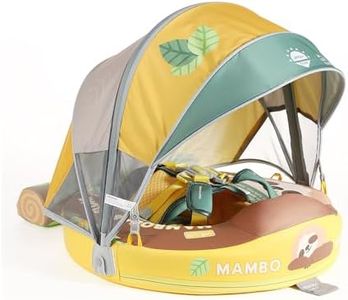 Mambobaby Baby Pool Float with Canopy, Non-Inflatable Infant Swim Float with Safe Seat and Tail Support for 3-24 Months, UPF 50+ Sun Protection, Buttercream Yellow