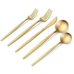 Matte Gold Silverware Set, OGORI 30-Piece Food Grade Stainless Steel Gold Flatware Set, Kitchen Utensil Set Service for 6, Tableware Cutlery Set for Home and Restaurant, Dishwasher Safe