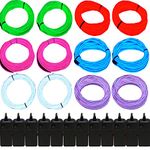 12 Pack JYtrend 9ft Neon Light El Wire with Battery Pack ( Blue, Green, Red, White, Purple, Pink)