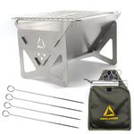 KWIKLANDER® Stainless Steel Mini Portable BBQ Grill - Wood Burning Camping Grill - Foldable Barbeque Tandoor