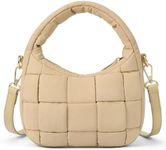 BOSTANTEN Puffer Crossbody Bags for Women Woven Small Shoulder Purse Hobo Crescent Handbags with Adjustable Strap Khaki