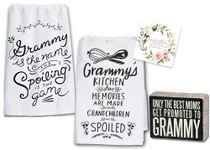 18th Street Gifts Grammy Gift Set, 3 Item Kitchen Decor Set with 2 Dish Towels and Promoted to Grammy Sign