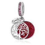 LSxAB Sparkling Red Tree of Life Family Charm Compatible with Pandora Charms Bracelets