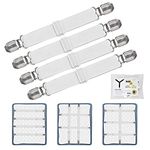 Adjustable Bed Sheet Clips, Sheet Fasteners Holder Straps and Suspender, Gripper, Extend From 21" to 80" Long Style Elastic Fasteners Bands Heavy Duty Suit for Mattress, Bedsheets, Couch, and More