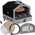 Deco Chef Propane Gas Outdoor Pizza Oven and Grill, includes Peel, Stone, Grill Rack, and Built-in Thermometer, Black