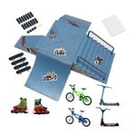 Kidsdream Skate Park Kit, Ramp Parts for Finger Skateboard Training Props including Skateboards, Ramps, Skates, Scooters and non-slip mat (8pcs)