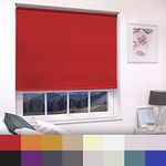 Straight Edge Dim-Out Roller Blind - Easy Fit Home Office - 180cm Width x 160cm Width Drop - Red