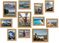 Muzilife 11 pcs Collage Picture Frame 3pcs 8x10, 8pcs 5x7 Display Photograph and Wall Décor Photo Frames for Gallery Dining Room Bedroom and Living Room (Oak)