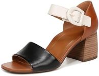 Vionic Women's Chardonnay Ankle Straps Heeled Sandal, Tan Black Cream Leather, 9