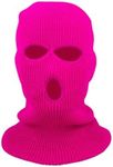 SHENHE Men's 3 Holes Full Face Cover Knitted Ski Mask Outdoor Sports Warm Knit Balaclava Hot Pink One-Size