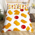 Chicken Nuggets Fried Comforter Cover Fried Chicken Duvet Cover Funny 3D Food Bedding Set for Kids Boys Girls Realistic Fried Chicken Print Bedspread Cover Bed Set With 1 Pillow Case Single