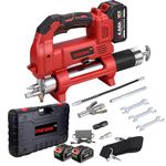 Grease Gun, Electric Grease Gun with 2X4.0A Batteries and Charger, 12,000 PSI, Brushless Motor, 20oz Larger Capacity Battery Powered Grease Gun Kit