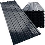 GARDEBRUK® 12x Galvanised Metal Roofing Sheets | Box Profile 129x46cm Coated 7m² Cladding Walling Sheeting | Corrugated Roof Garage Shed Carport Greenhouse Panels | Anthracite