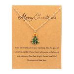 Christmas Tree Bell Boot Snowflake Santa Claus Snowman Pendant Necklace for Women Adjustable Make A Wish Card Link Chain Necklace Thanksgiving Xmas Party Jewelry Gift, Metal, alloy