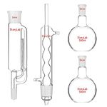 StonyLab 500ml Soxhlet Type Extraction Apparatus, 24/40 Borosilicate Glass Soxhlet Extractor with Allihn Condenser and Two 500 ml Flat Bottom Flasks, Complete Unit