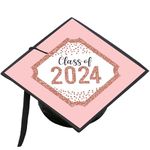 Big Dot of Happiness Rose Gold Grad - 2024 Graduation Cap Decorations Kit - Grad Cap Cover