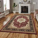 Prime Estrella Traditional Classical Large Living Room Area Rugs Vintage Bedroom Rug Hallway Runner Oriental Stain Resistant Carpets in Red, 240 x 320 cm (8 ft x10 ft 6 in)