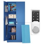 METALTIGER Metal Storage Cabinet - Digital Lock Multifunctional Garage Storage Cabinet with Doors and 5 Adjustable Shelves, Multi-Use Pegboard, Lockable Cabinet (Digital Lock, Dark Blue)