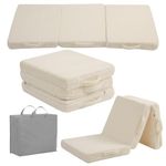 YOTATING Foldable Floor Mattress for Kids, Toddler Folding Futon Mattress, Kids Trifold Sofa Bed Convertible Children Portable Sofa with Storage Bag for Girls and Boys, Plush Beige