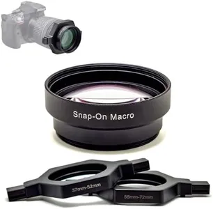 FotoZ HD Snap-on Macro Lens with 37-52mm & 55-72mm Universal Adapter for Telephoto Lenses, Compatible with Most Canon Sony Nikon Camera, 37 40.5 43 46 49 52 55 58 62 67 72mm Snap-on Macro Lens