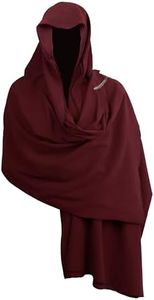 JEGERMIG Men‘s Red Renaissance Head Scarf Hood Shawl Shaman Hooded Cloak Cowl Post Apocalyptic Cape Cosplay Costume