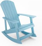 YEFU Outdoor Rocking Chair,Adirondack Rocking Chair,Patio Rocker Chair with Wide Back,Oversized Rocker Chair Look Like Real Wood, for Lawn, Porch, Backyard, Indoor and Garden(Blue)