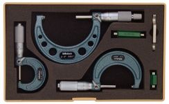 Mitutoyo 103-922 Outside Micrometer Set with Standards, 0-3" Range, 0.0001" Graduation (3 Piece Set)