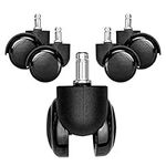 kwmobile Office Chair Wheels 11mm - Pack of 5 Furniture Castors 50mm Diameter Replacement Wheel Casters for Wooden, Laminate, Tile Floors - Black