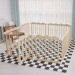 KOCINI Baby Playpen, Wooden Playpen