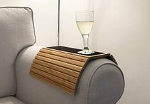 En Route Sofa Arm Tray Table. Slinky Secure/Flexible/Foldable Couch Tray Table with Non-Slip Mat for Drinks, Food, Phone or Remote. Sustainable Slinky Bamboo Design