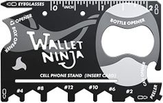 Wallet Ninja Multitool Card – 18 in 1 Credit Card Size Multi-Tool for Quick Repairs, EDC Survival Gear, Bottle Opener, Camping –- Cool Gadget and Stocking Stuffer – Black