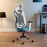 Green Soul Zodiac Pro | Office Chair with Seat Slider | Flybird Ergonomic Design | 4D Adjustable Armrests | Synchro Multi-Tilt Lock Mechanism | Adjustable Lumbar Support (White & Teal)