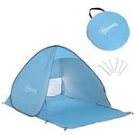 Outsunny Pop up Beach Tent, UV 30+ Sun Shelter with Carry Bag, 2x1.5m for 2-3 Person, Blue