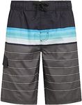 Kanu Surf Boys' Viper Quick Dry UPF 50+ Beach Swim Trunk, Iconic Black/Charcoal, 14-16