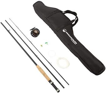 Wakeman 3-Piece Fly Fishing Rod and Reel Combo Starter Kit - 97-Inch Collapsible Fiberglass and Cork Fishing Pole with Case and Accessories by (Black)