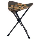 Black Sierra Folding Hunting Stool w/Shoulder Strap Supports 225 lbs, Lightweight Collapsible Tripod Seat, Foldable Steel Frame Chair Perfect for Hunting, Fishing, Camping, Hiking, Travel