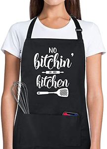 Xornis 100% Cotton Funny Apron for Women Men with 2 Pockets Kitchen Cooking Adjustable Chef Apron Gifts for Wife Husband Mother's Day