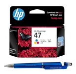 HP 47 Ink Cartridge (Colour) with 3in1 Multi-Function Mobile Phone Stand, Stylus Pen, Anti-Metal Texture Rotating Ballpoint Pen (Very Colors)