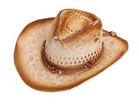 Unisex Woven Straw Western Cowboy Cowgirl Hat for Ranch Gardening, Brown