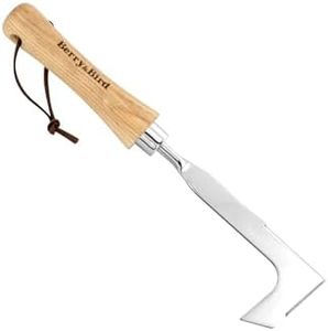 Berry&Bird Stainless Steel Weed Remover Tool, 31.1cm/12.2in Manual Crack Weeder with L-Shaped Design & Leather Hanging Strap, Crevice Weed Puller for Weeding, Moss Removal, Soil Cultivation