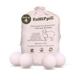 Ezhippie Quality Wool Dryer Balls - 4 XL Pack - 1000+ Loads - Pure Organic Wool - Reusable Natural Fabric Softener Perfect with Essential Oils, Reduce Clothing Static and Wrinkles