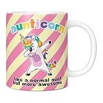 Mug Monster - Aunticorn Funny Novelty Mug, Auntie Gifts, Birthday Gift Idea for Aunt - Ceramic Coffee Mug/Cup, Gift for Men or Women, Extra Large and Giant Mug Available, 11oz White Mug