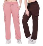 White Moon Women’s 4 Pocket Cargo Joggers for Gym – Comfortable Track Pants for Women, Cotton Jogger Combo Pack of 2, Ideal Track Pants for Women, Cargo Joggers for Everyday Wear