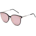 SOJOS Retro Round Sunglasses for Women Classic Trendy Oversized Frame Sunnies SJ2068, Black/Pink Mirrored