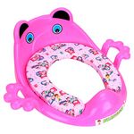 FLIPZON Premium Baby Cushioned Potty Seat with Easy Grip Handles and Comfortable Seat / Toilet Seat with Handle for Kids / Suitable for Baby Boy/Girl (Pink), Plastic