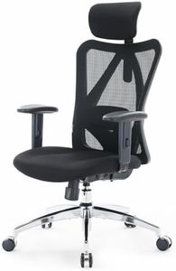 SIHOO Office Desk Chair, Ergonomic Computer Office Chair with Adjustable Headrest and Lumbar Support,High Back Executive Swivel Chair (Black)