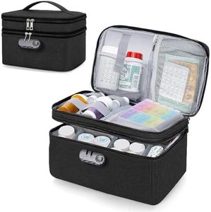 SE S-EXPANSE Medicine Organizer Bag for Traveling with Combination Lock, Lockable Pill Bottle Organizer Medication Travel Bag for Prescription, Medical Supplies