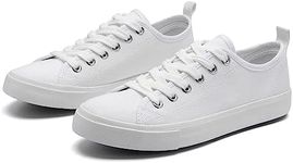 The Fashion Supply Skylar Canvas Women's Sneakers - Canvas Shoes for Women Sneakers, Comfortable Sneakers for Women, White, 9